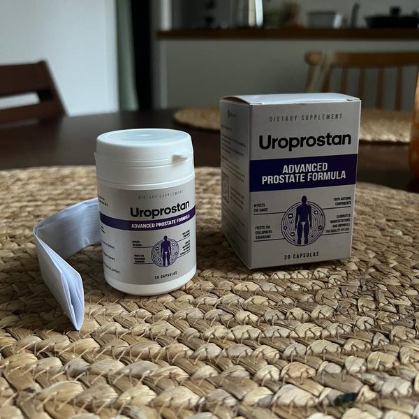 Uroprostan Packung auf einem Korbtisch